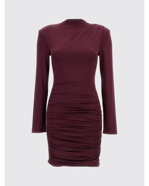 ROTATE BIRGER CHRISTENSEN Purple Draped Jersey Mini Sheath Dress With Padded Shoulders