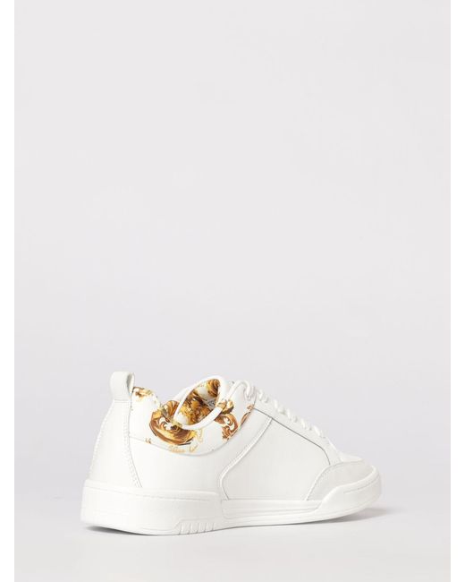 Versace Jeans Couture Natural Leather Sneakers With Baroque Print for men