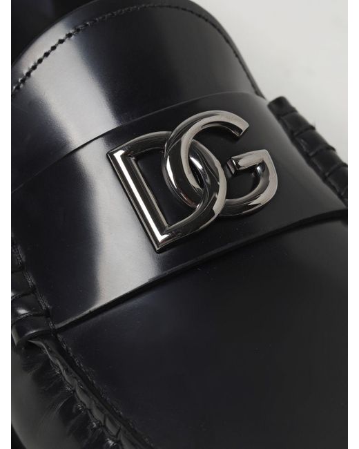 Mocassino in pelle spazzolata di Dolce & Gabbana in Black da Uomo