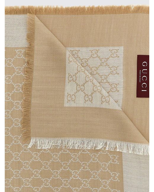 Gucci Natural Wool And Silk Scarf