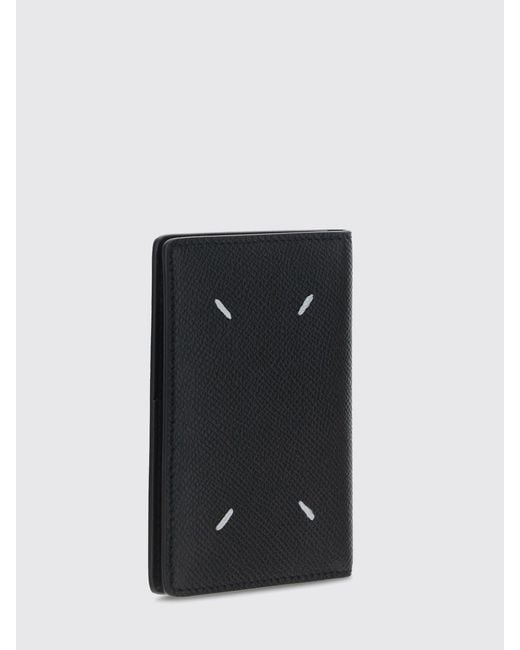 Maison Margiela Black Grained Leather Credit Card Holder for men