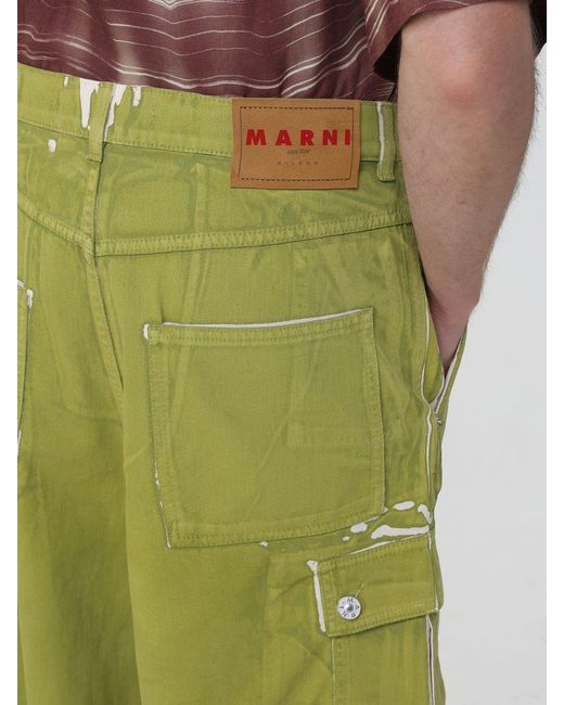 Marni Green Cotton Cargo Bermuda Shorts for men