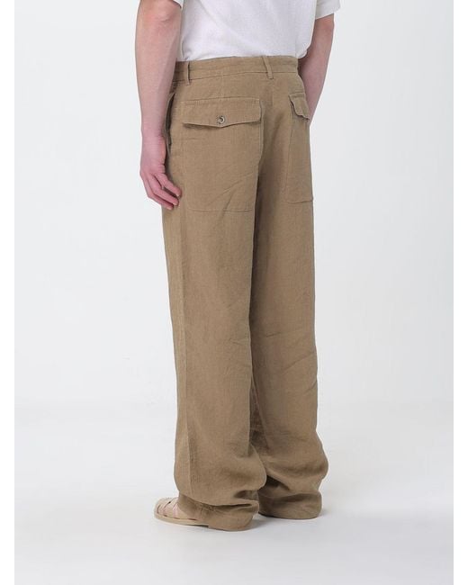 Barena Natural Linen Blend Wide Leg Trousers for men
