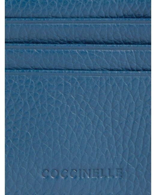 Coccinelle Blue Tassel Grained Leather Credit Card Holder