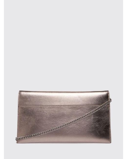 Patrizia Pepe Gray Laminated Leather Clutch