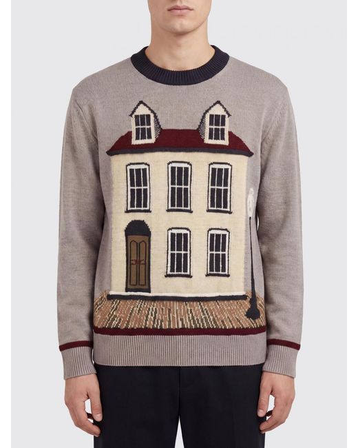 Junya Watanabe Gray Graphic Print Silk And Wool Blend Crew-Neck Sweater for men