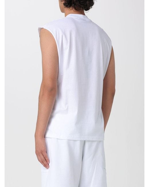 DISCLAIMER White Cotton Tank Top With Logo for men