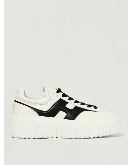 Hogan White H-Stripes Leather Sneakers