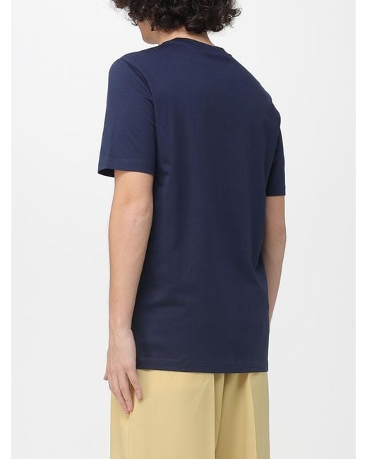 Marni Blue Crew Neck Cotton T-Shirt With Print for men
