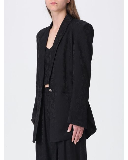 Blazer Castelnovo De Viscosa Y Modal Jacquard Fluido Pinko de color Black