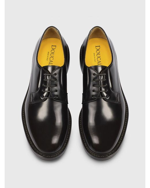 Doucal's White Brushed Leather Derby Shoes for men