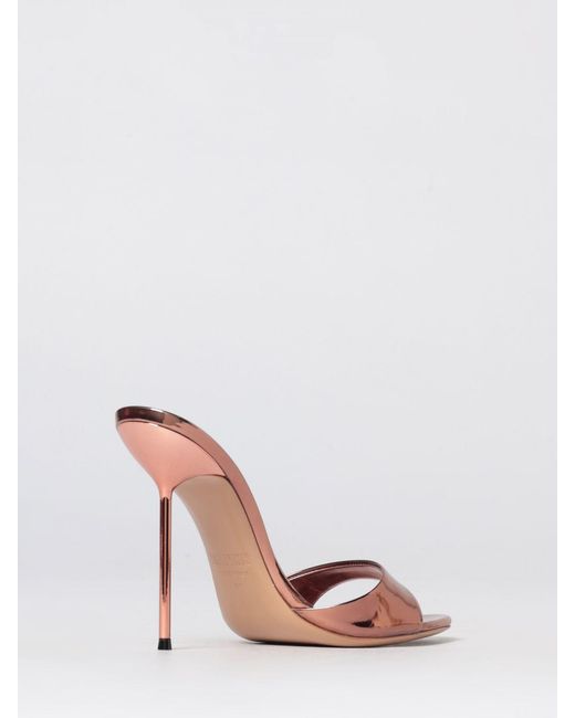 Paris Texas Pink Lidia Laminated Leather Mules