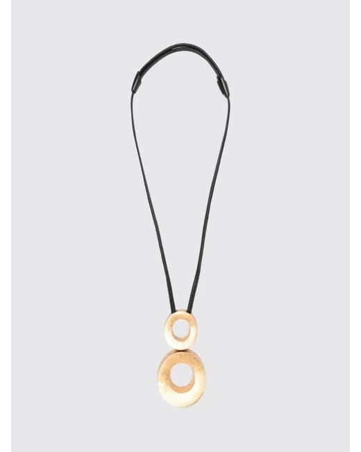 Monies White Eska Chromed Wood And Leather Necklace