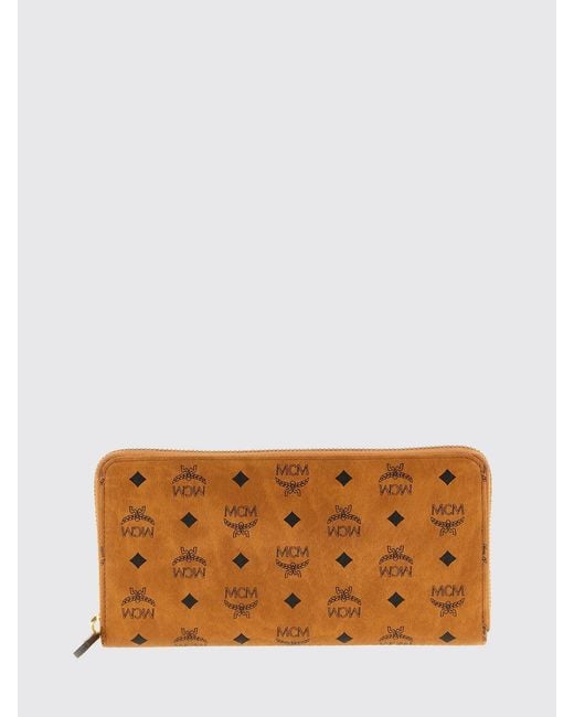 MCM Brown Aren Zip Around Visetos Wallet for men