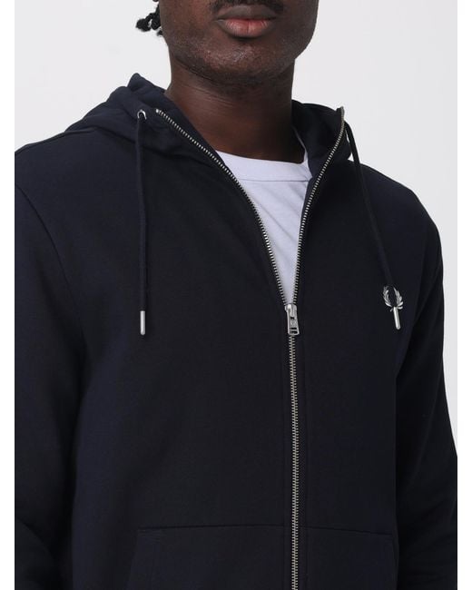 Fred Perry Blue Hooded Zip Sweatshirt for men