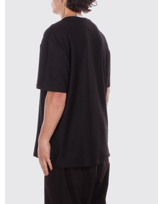 Gcds Black Relaxed Cotton T-Shirt With Logo for men