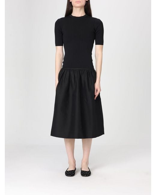 Totême Black Wool And Silk Midi Dress
