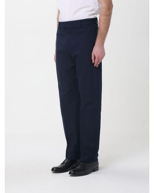 Ferragamo Blue Cotton And Cashmere Tailored Trousers for men