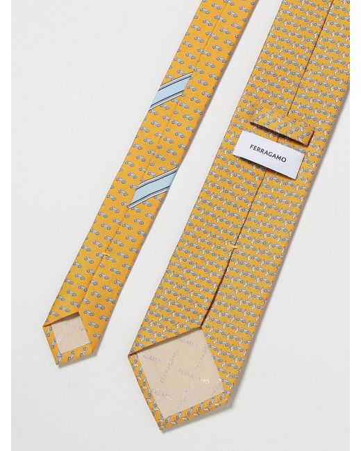 Ferragamo White Race Print Silk Tie for men