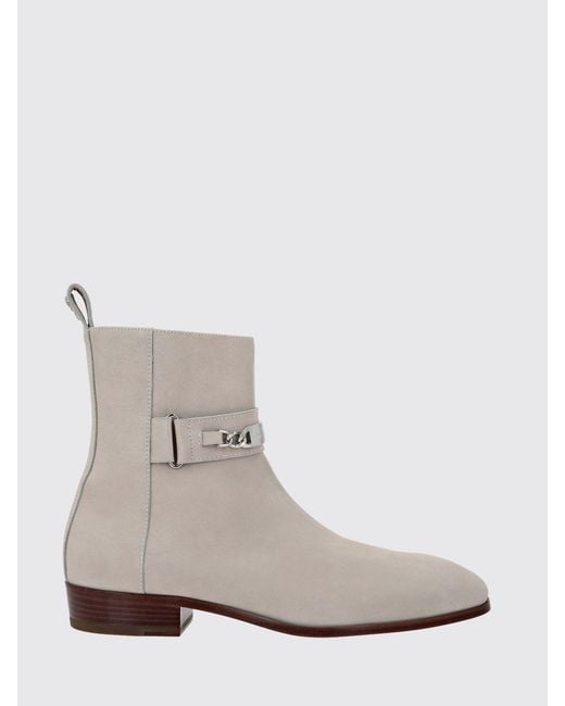 Philipp Plein White Suede Ankle Boots With Side Zip Closure for men