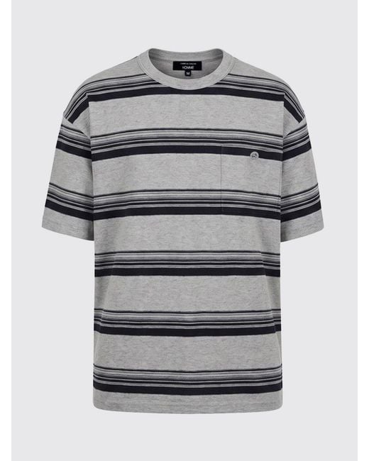 Comme des Garçons Gray Comme Des GarÇ Ons Homme Plus Striped Cotton T-Shirt With Patch Pocket for men