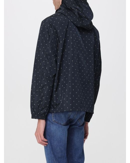 Emporio Armani Blue Logo-Print Hooded Jacket for men