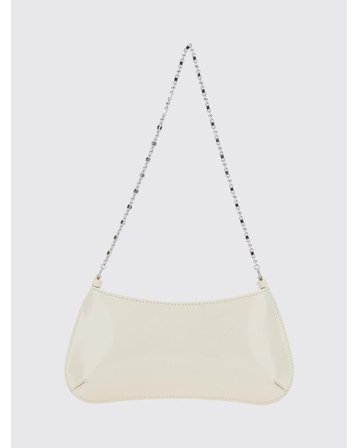 Jacquemus White Le Petit Bisou Patent Leather Shoulder Bag With Chain Handle