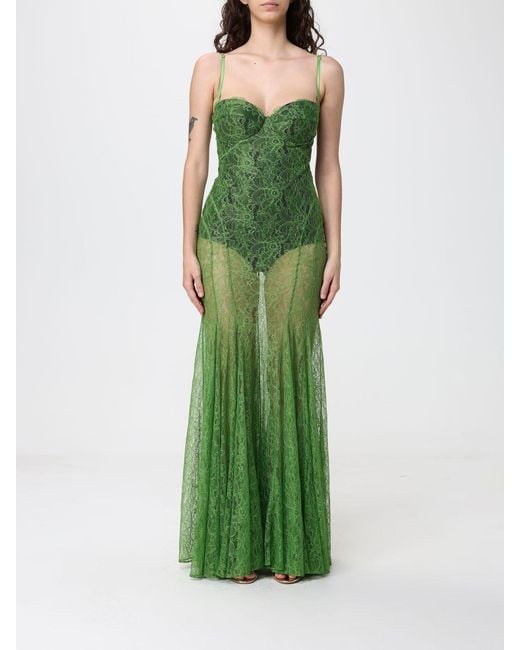 Elisabetta Franchi Green Lace Slip Dress
