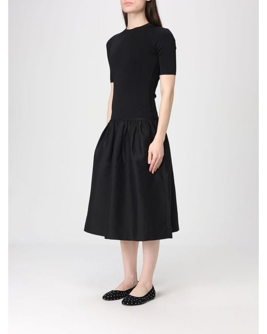 Totême Black Wool And Silk Midi Dress
