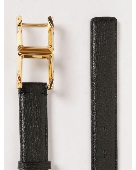 Elisabetta Franchi Black Hammered Leather Belt