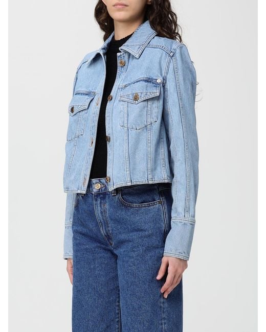 Balmain Blue Crop Denim Jacket