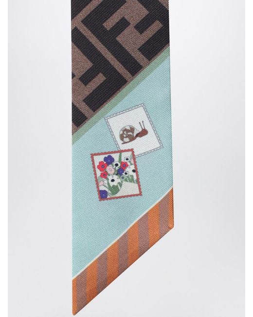 Fendi White Printed Silk Bandeau