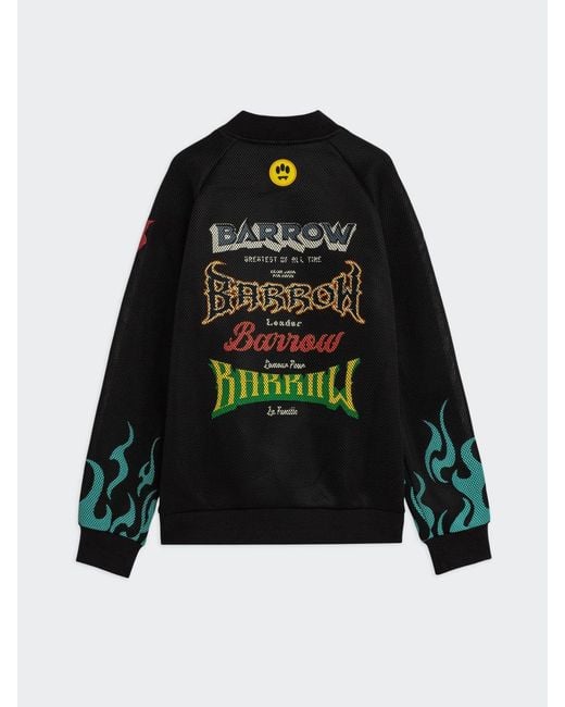 Barrow Black Printed Mesh Bomber Jacket for men
