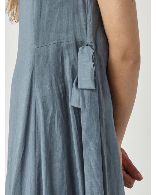 Max Mara Blue Ramie Midi Dress