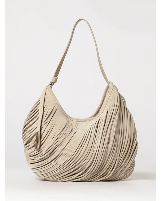 Emporio Armani Natural Suede Leather Shoulder Bag With Internal Pouch