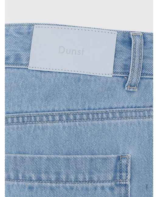 DUNST Blue Cotton Denim Cargo Shorts With Flap Pockets And Belt Loops for men