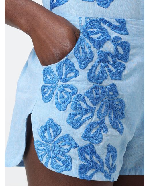 Pantaloncino in lino e cotone di Ermanno Scervino in Blue