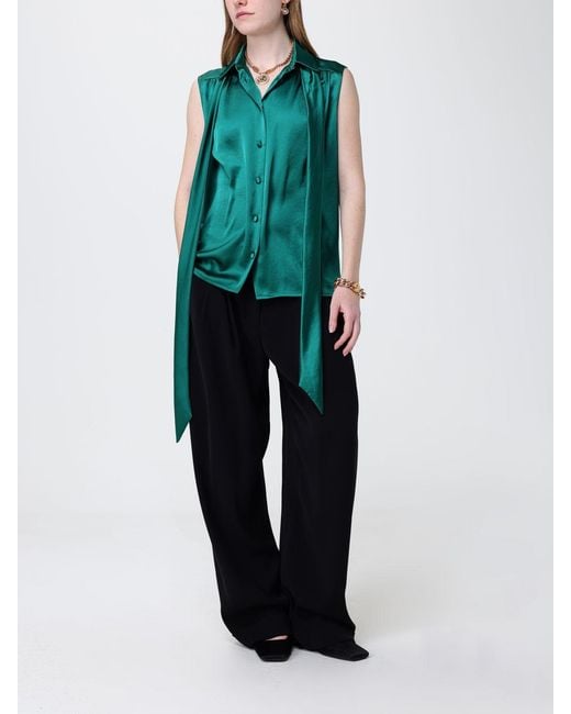 Versace Green Satin Shirt With Foulard