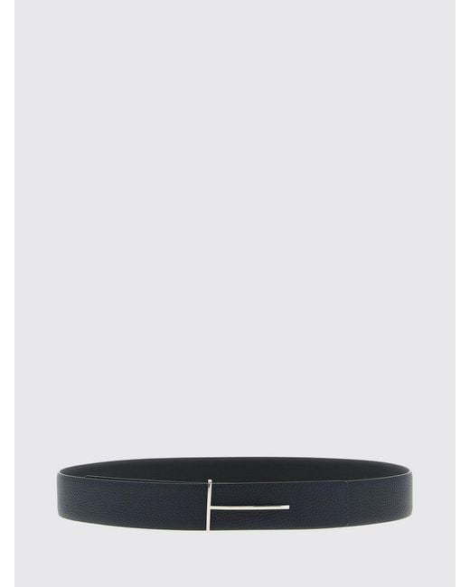 Tom Ford White T Grained Calf Leather Belt for men