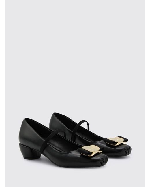 Ferragamo Black New Vara Mary Jane Ballerinas