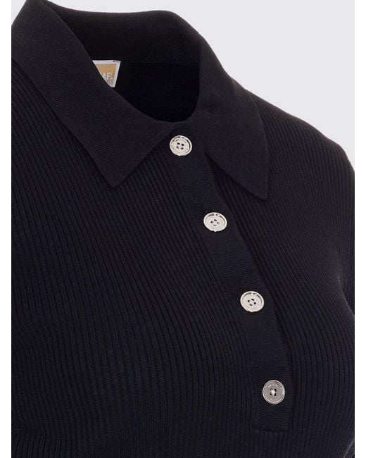 Michael Kors Black Viscose Knit Polo Shirt
