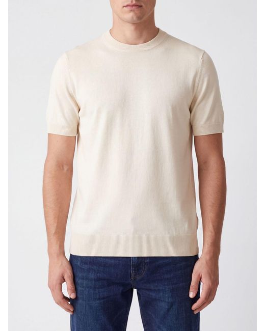Boss White Short-Sleeved Crew-Neck Jumper for men