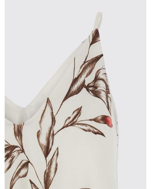Semicouture White Floral Print Top With Thin Straps
