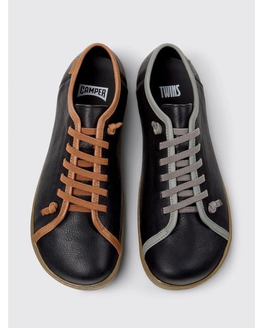 Camper Black Twins Leather Sneakers for men
