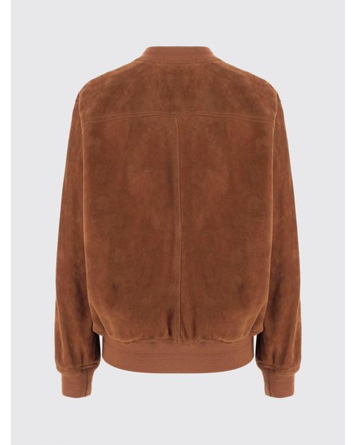 Valentino Garavani Brown Suede Lambskin Bomber Jacket With Hood And Relaxed Fit