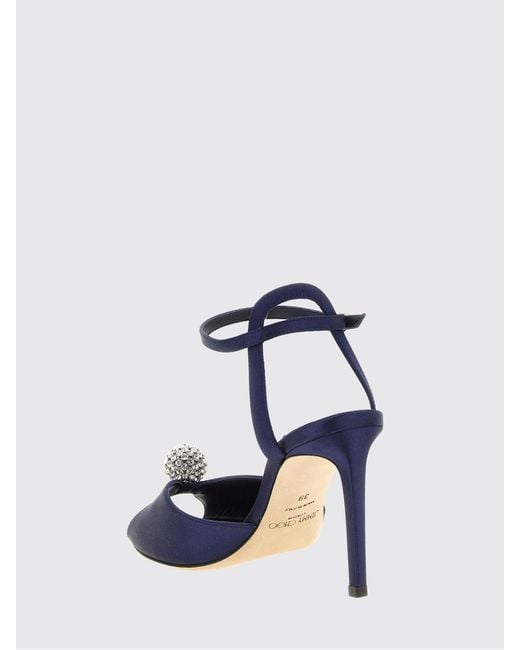 Jimmy Choo Blue Sacora Crystal-Embellished Satin Sandals With A High Stiletto Heel