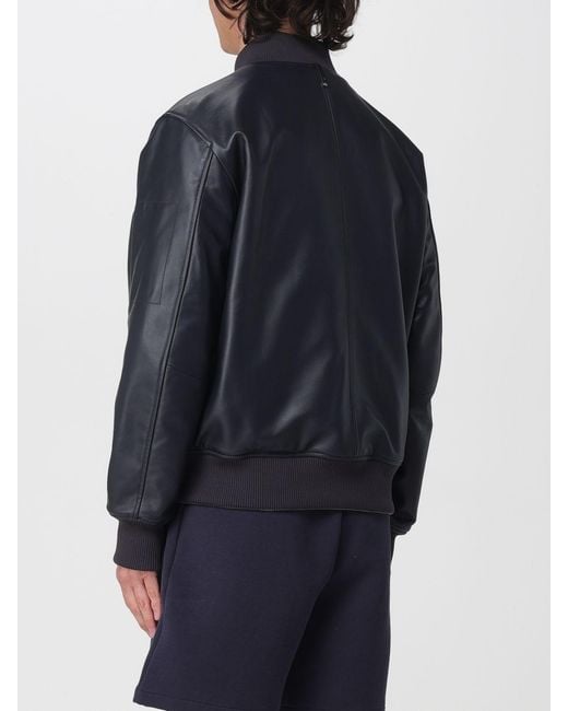 Mackage Blue Leather Bomber Jacket for men