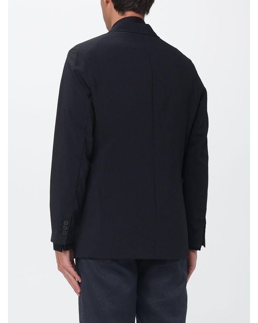 Emporio Armani Blue Single-Breasted Polyester Blazer for men