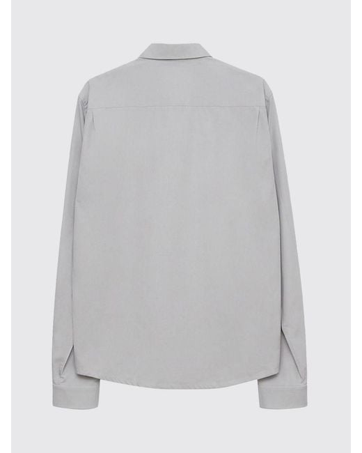 Rier Gray Casual Technical Fabric Shirt With Classic Collar And Patch Pockets for men
