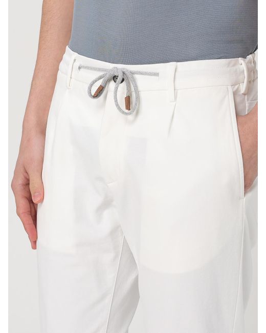 Eleventy White Cotton Blend Pants With Drawstring for men